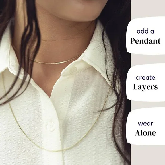 Sterling Silver Gold Plated Chain Necklace 18 Inch Women Men Layered Jewelry